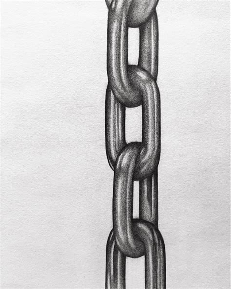 metal chain on box drawing|3 dimensional chain drawing.